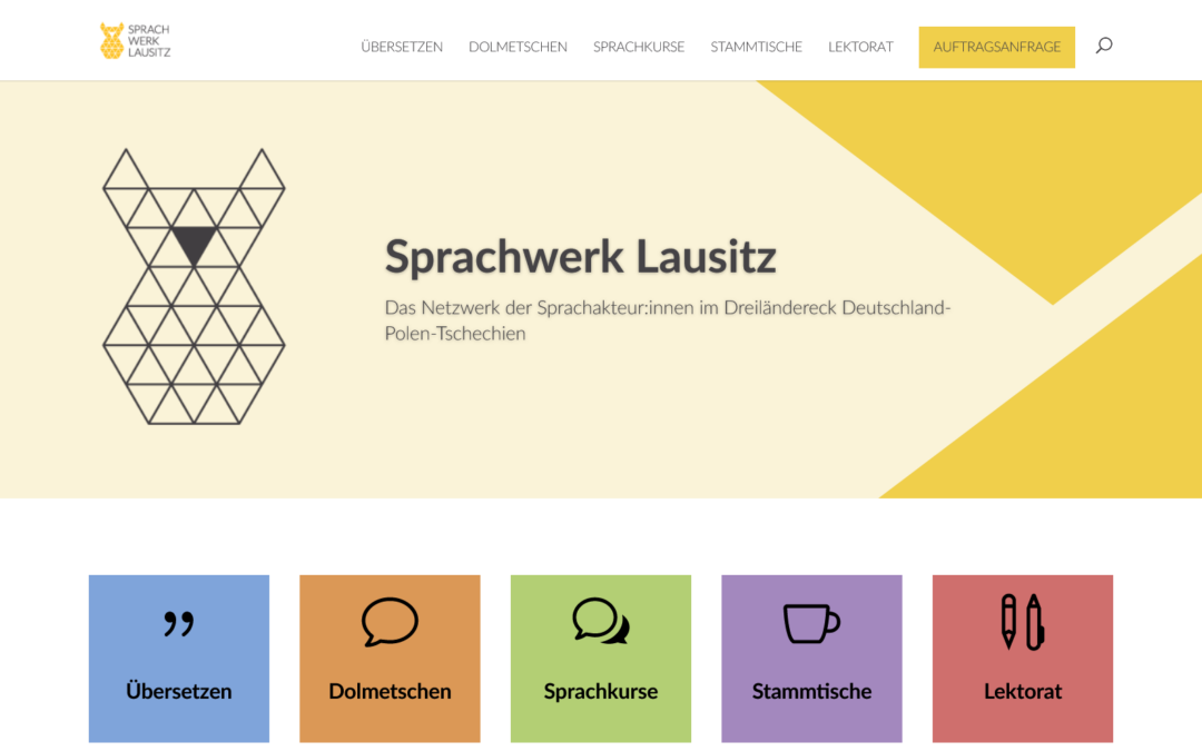 Bildschirmfoto der Website SPrachwerk Lausitz
